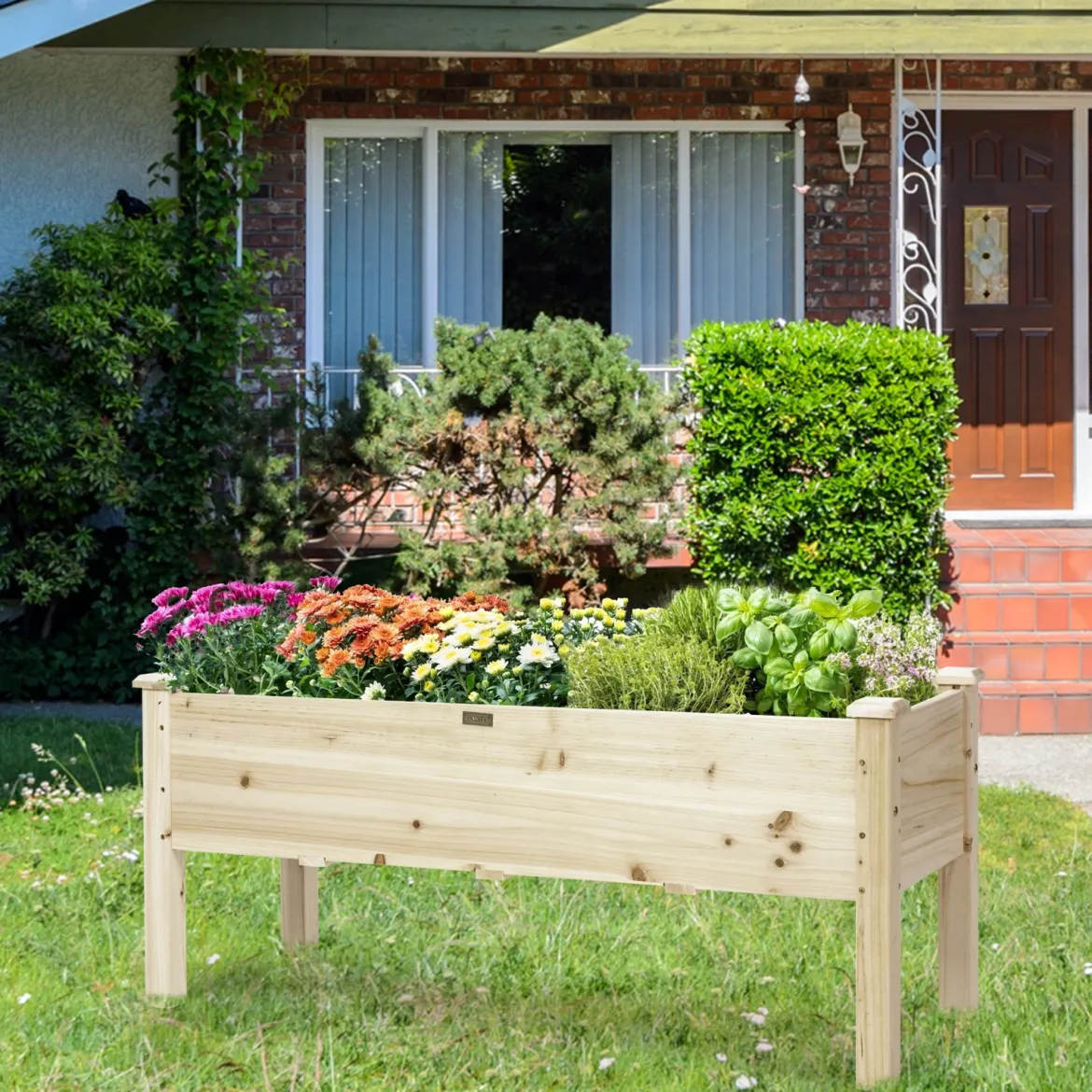Hochbeet Pflanzkasten Pflanztrog Hochbeet aus Tannenholz erhöhter Pflanzkasten Gartenbausatz 120 x 43,5 x 51 cm