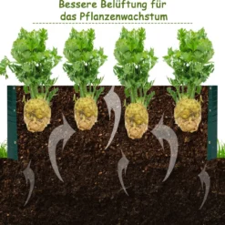 Hochbeet Stahl Rechteckiges Pflanzkasten Erhöhtes Gartenbeet Frühbeet für Gemüse Blumen Kräuter Grün 100 x 30,5 x 80 cm