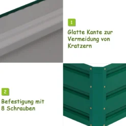 Hochbeet Stahl Rechteckiges Pflanzkasten Erhöhtes Gartenbeet Frühbeet für Gemüse Blumen Kräuter Grün 120 x 90 x 30,5 cm