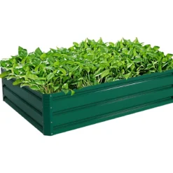 Hochbeet Stahl Rechteckiges Pflanzkasten Erhöhtes Gartenbeet Frühbeet für Gemüse Blumen Kräuter Grün 120 x 90 x 30,5 cm
