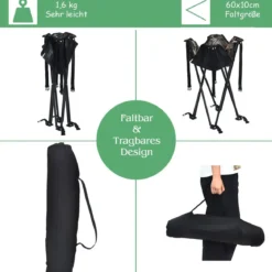 Hoch Belastbarer Tragbarer & Stahlrahmen für Draußen Campingtisch mit 2 Getränkehalter 47x47x45cm Tarnmuster