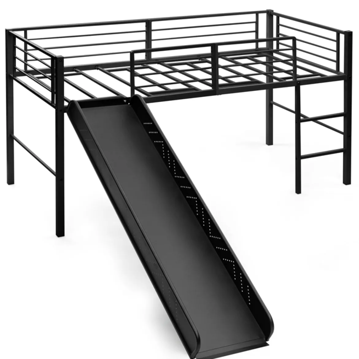 Hochbett Hochbett-Stahlrahmen Kinderbett-Rahmen für Jungs & Mädchen (Matratze nicht enthalten) Schwarz
