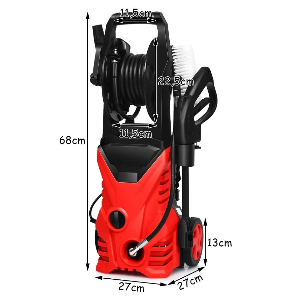 Hochdruckreiniger 1500W Terrassenreiniger Blau/Rot 27 x 27 x 68 cm