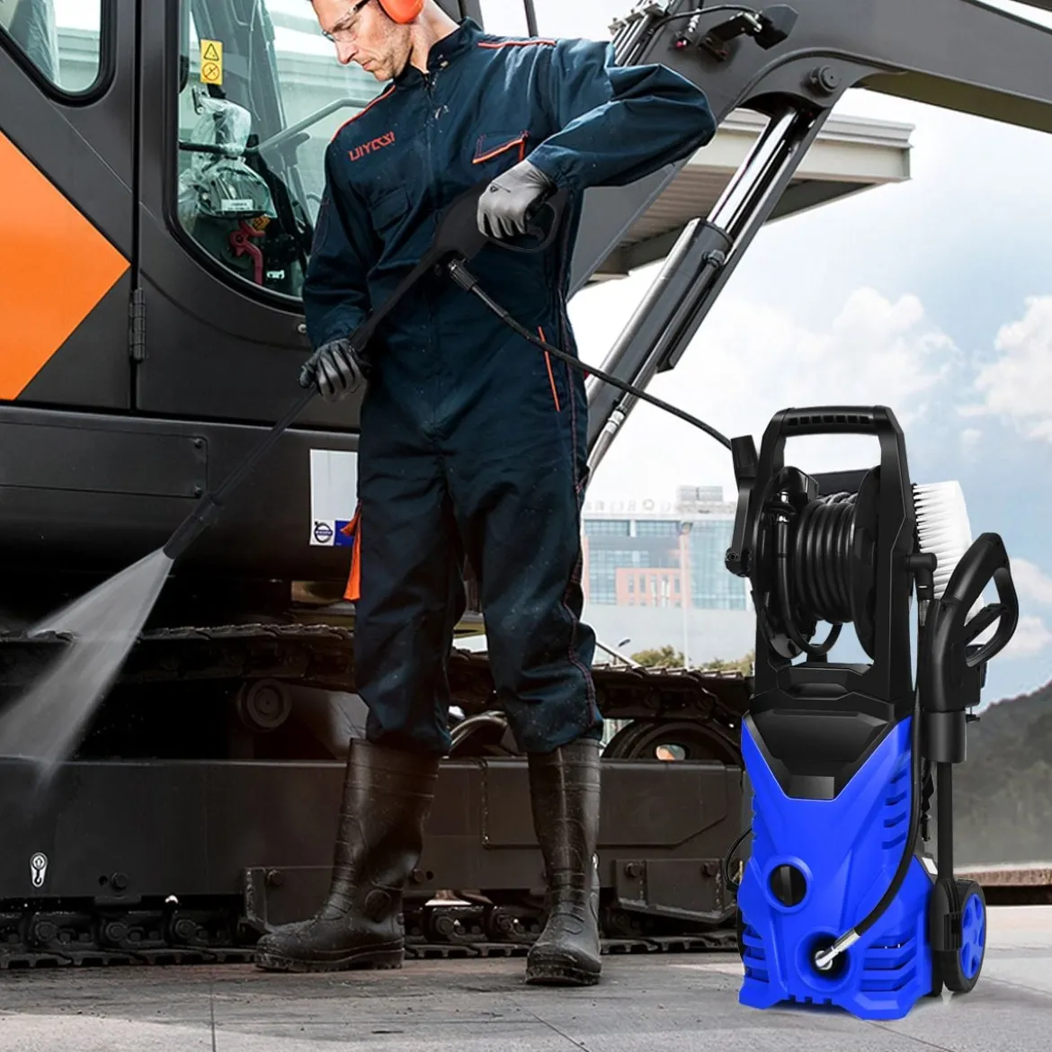 Hochdruckreiniger 1500W Terrassenreiniger Blau/Rot 27 x 27 x 68 cm