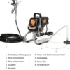 Hochdruck Sprühgerät 1100 W Farbsprühgerät Airless Farbsprühsystem Schwarz