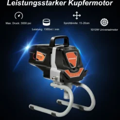 Hochdruck Sprühgerät 1100 W Farbsprühgerät Airless Farbsprühsystem Schwarz