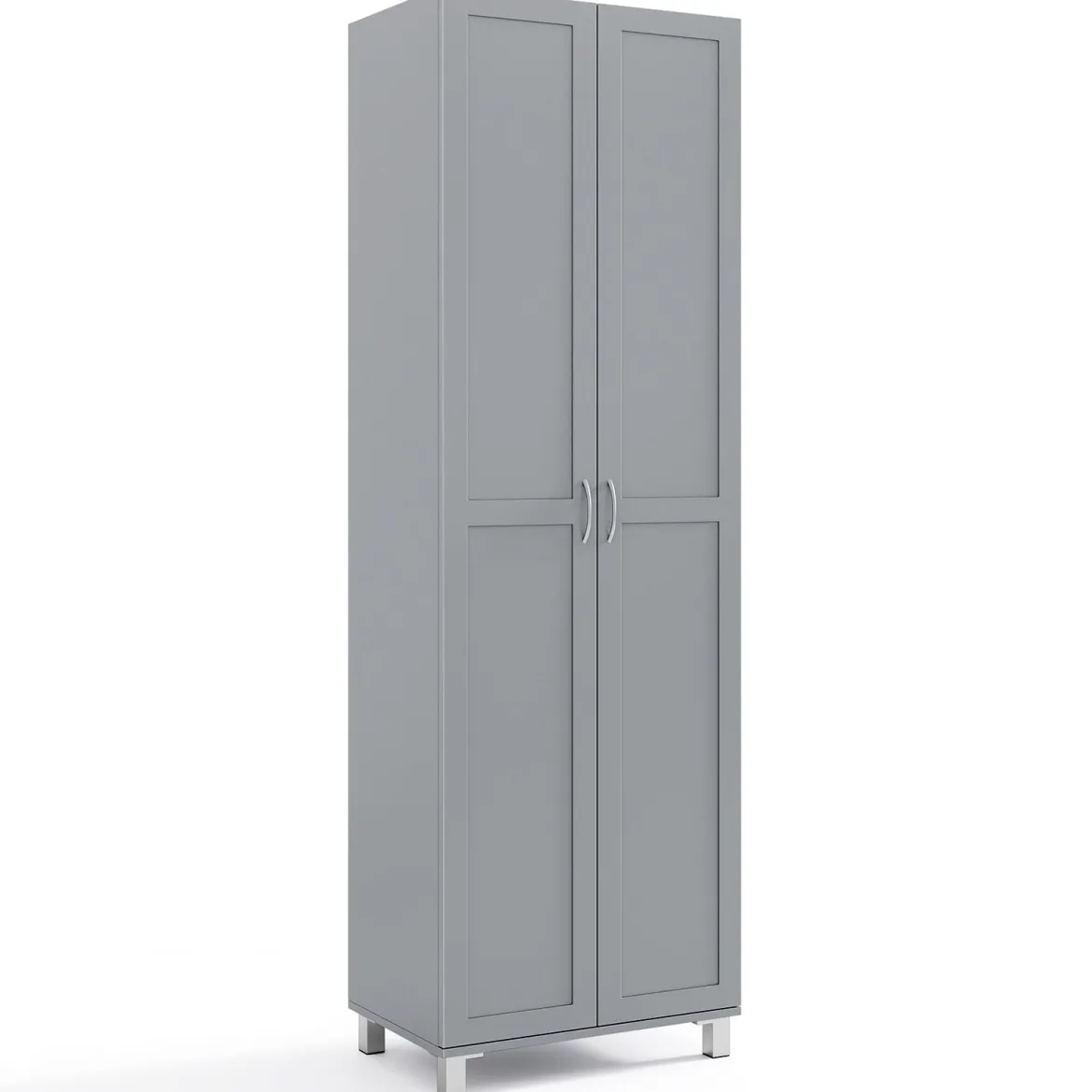 Hoch Küchenschrank mit 2 Türen & Verstellbarem Regal Modern Vorratsschrank Buffetschrank Grau