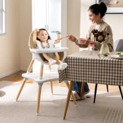 Hochstuhl für Babys & Kleinkinder 6-in-1 Convertible Tisch Stuhl Set mit Bausteintisch Beige