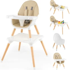 Hochstuhl für Babys & Kleinkinder 6-in-1 Convertible Tisch Stuhl Set mit Bausteintisch Beige