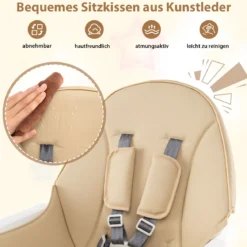 Hochstuhl für Babys & Kleinkinder 6-in-1 Convertible Tisch Stuhl Set mit Bausteintisch Beige