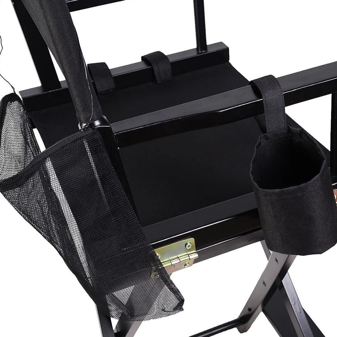Hoher Regiestuhl Klappstuhl Make-up Chair Schminkstuhl Holz mit Seitentaschen