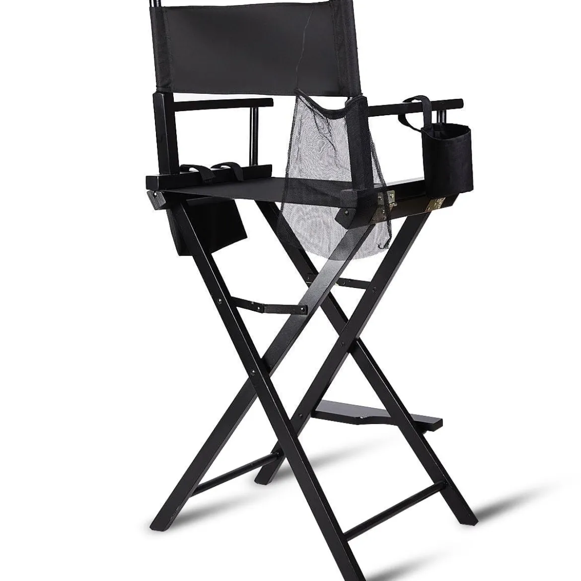 Hoher Regiestuhl Klappstuhl Make-up Chair Schminkstuhl Holz mit Seitentaschen