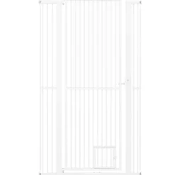 Hohe Tierbarriere Metall-Sicherheitsgitter mit 2 Erweiterungssätze Ohne Bohren 77-104 cm x 171 cm Weiß