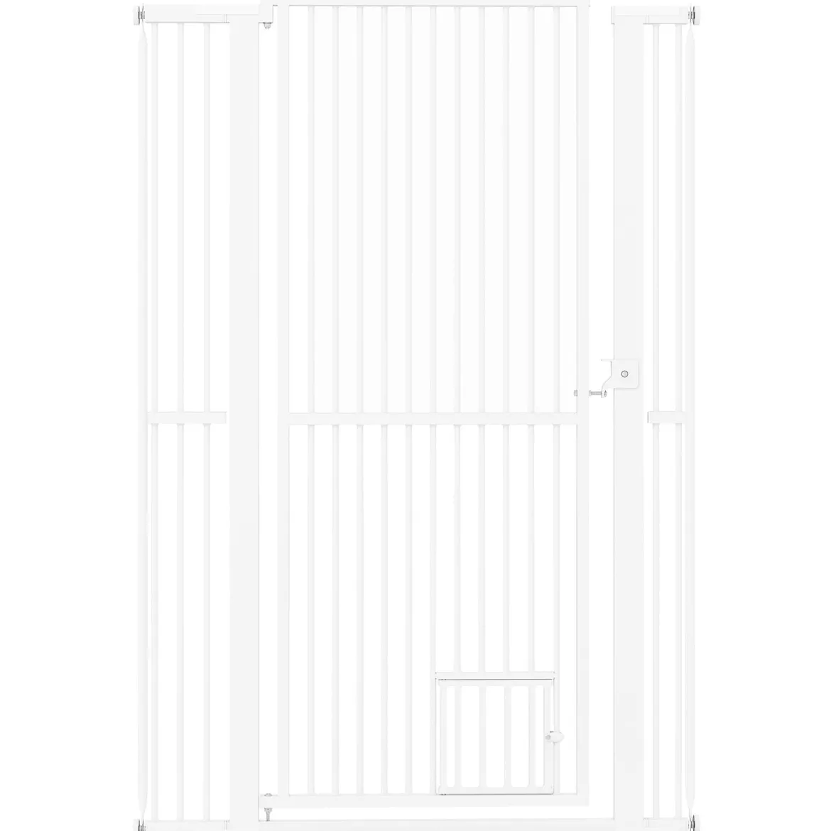 Hohe Tierbarriere Metall-Sicherheitsgitter mit 2 Erweiterungssätze 77-104 cm x 150 cm Ohne Bohren Weiß