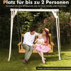 Hollywoodschaukel für 2 Personen mit verstellbaren Ketten belastbar bis zu 240 kg 134 cm Natur