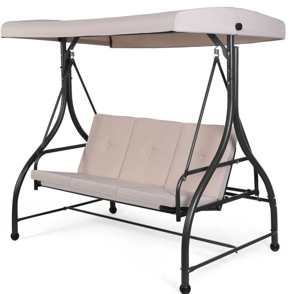 Hollywoodschaukel mit Liegefunktion 3-Sitzer Gartenschaukel 183 x 112 x 178 cm Beige