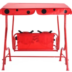 Hollywoodschaukel 2-Sitzer Kinder Gartenschaukel Marienkäfer Rot 117 x 78 x 116 cm