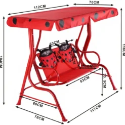 Hollywoodschaukel 2-Sitzer Kinder Gartenschaukel Marienkäfer Rot 117 x 78 x 116 cm