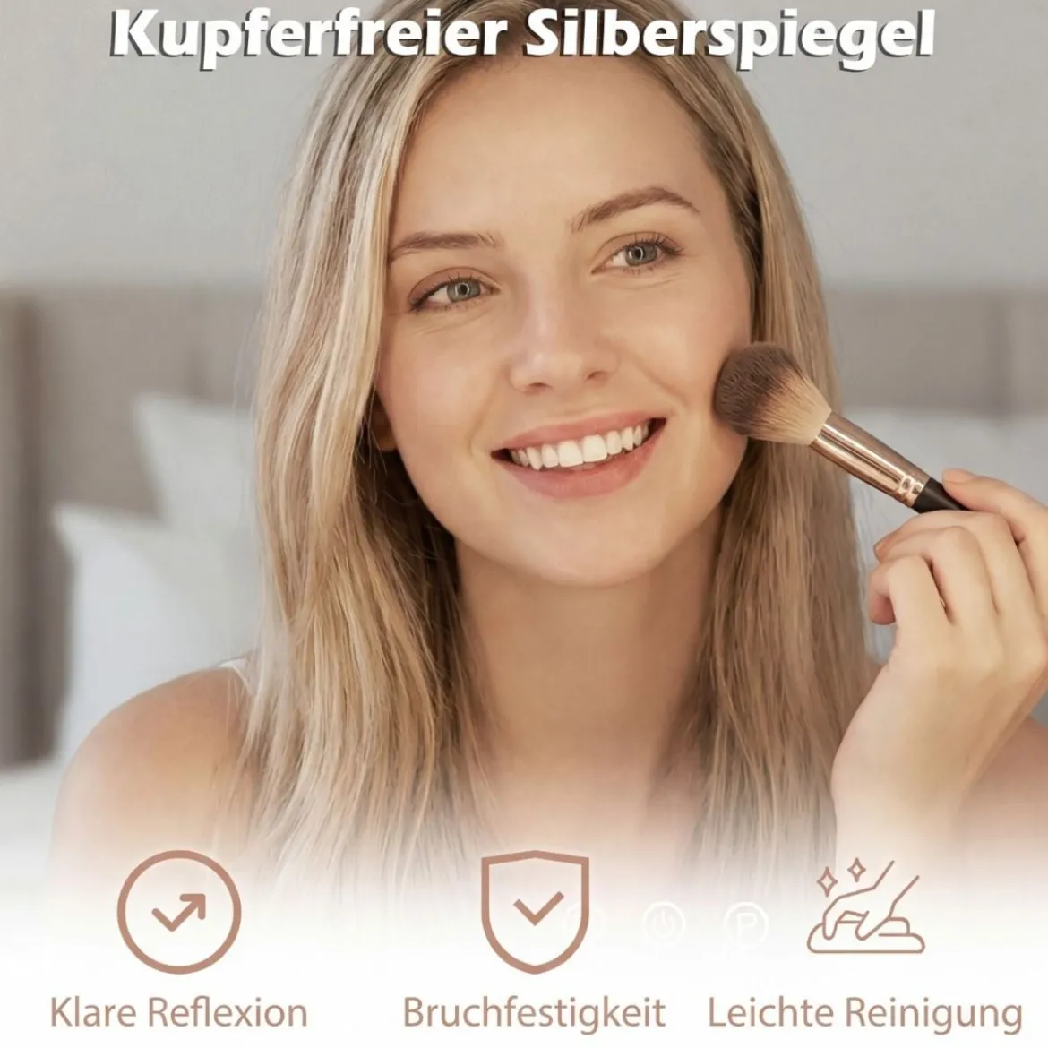 Hollywood Schminkspiegel mit 3 Lichtfarben & Einstellbarer Helligkeit & Touch-Steuerung 58 x 43 cm