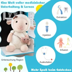 Holz Arztdienst-Spielset mit Untersuchungsbereich & EKG-Monitor & Röntgenfilm Medizinisches Zentrum Blau