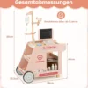 Holz Arztwagen zum Rollenspiel mit Wagen & CT-Maschine & Stethoskop Kinder Ärztespielset Rosa