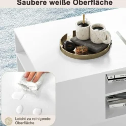 Holz Couchtisch mit Stauraum & Offenen Fächern Wohnzimmertisch Beistelltisch Sofatisch