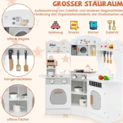 Holz Eck Spielküche mit Sound & Licht & Kaffeemaschine & Rutsche Kleinkind Küchen Spielset