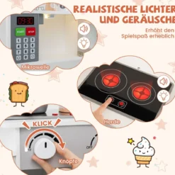 Holz Eck Spielküche mit Sound & Licht & Kaffeemaschine & Rutsche Kleinkind Küchen Spielset