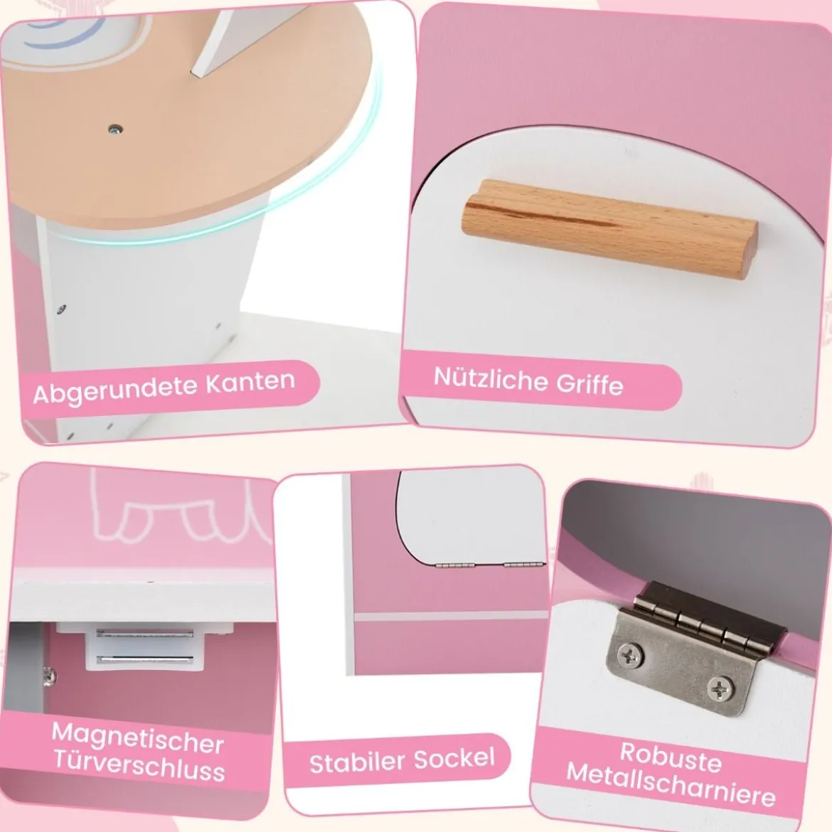 Holz Eck Spielküche mit Sound & Licht & Kaffeemaschine & Rutsche Kleinkind Küchen Spielset