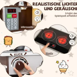 Holz Eck Spielküche mit Sound & Licht & Kaffeemaschine & Rutsche Kleinkind Küchen Spielset