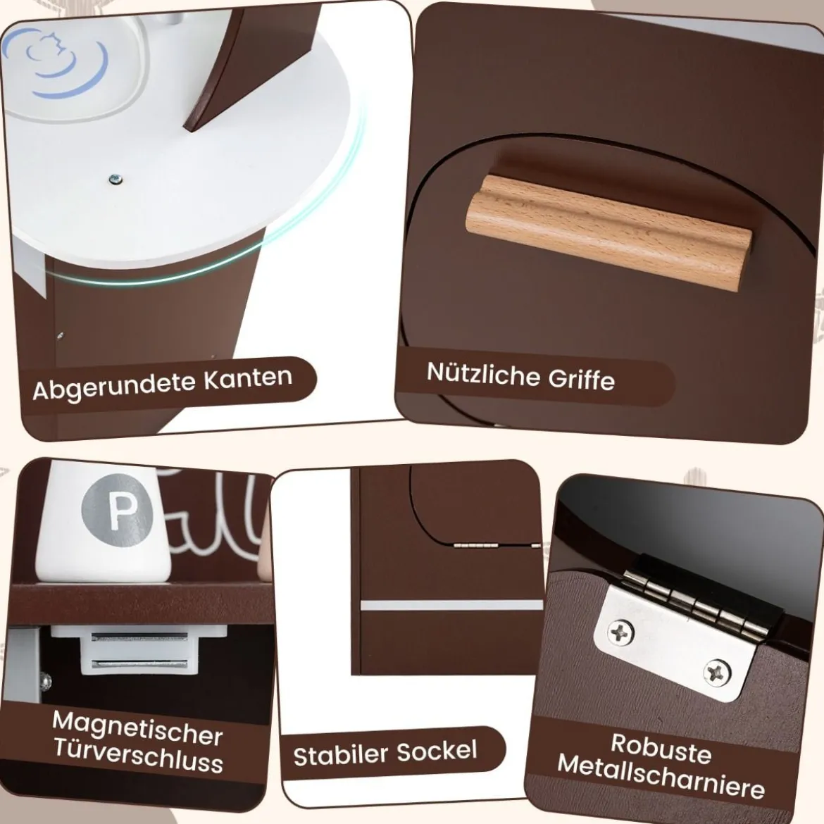 Holz Eck Spielküche mit Sound & Licht & Kaffeemaschine & Rutsche Kleinkind Küchen Spielset