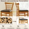 Holz-Esstischstuhlset 2 Kunstleder gepolsterte küchenstühle ohne Armlehnen mit Gummibaumholzbeinen Natur