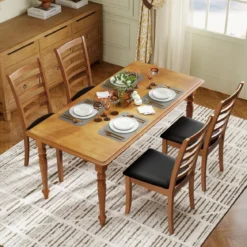 Holz-Esszimmerstuhl-Set aus 2 modern gepolsterter Küchenstuhl mit Gummibaumholz-Beinen Schwarz