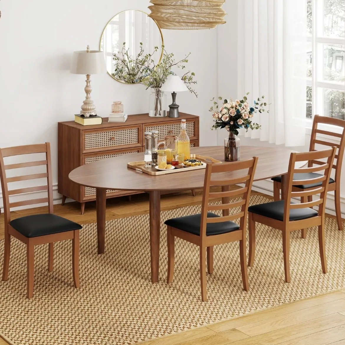 Holz-Esszimmerstuhl-Set aus 2 modern gepolsterter Küchenstuhl mit Gummibaumholz-Beinen Schwarz