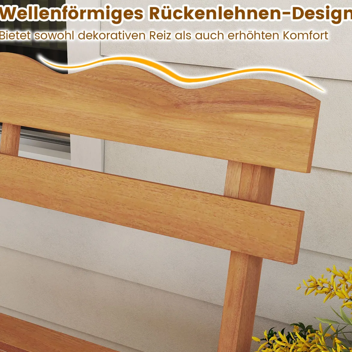 Holz Gartenbank aus Akazienholz bis 360 kg Belastbar 2-Sitzer Balkonbank Wetterfeste Holzbank