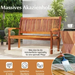 Holz Gartenbank für 2-3 Sitzer Holzbank bis 320 kg Belastbar Sitzbank Parkbank 126 x 63 x 91 cm