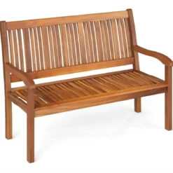 Holz Gartenbank für 2-3 Sitzer Holzbank bis 320 kg Belastbar Sitzbank Parkbank 126 x 63 x 91 cm