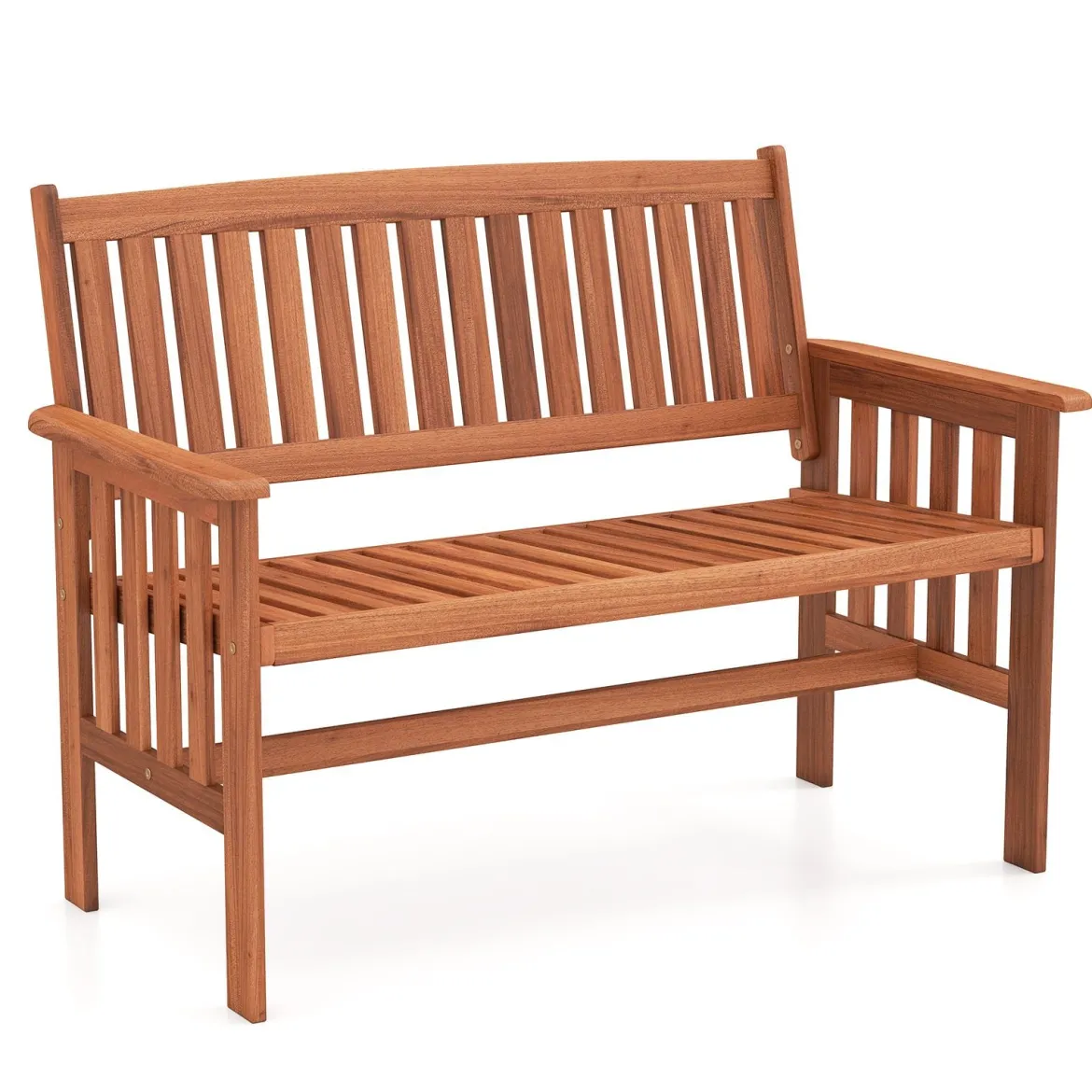 Holz Gartenbank mit Armlehnen 2-Sitzer Sitzbank Wetterfeste Balkonbank Terrassenbank Natur
