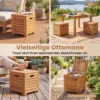 Holz Gartenbank mit 3 Aufbewahrungsboxen 2-Sitzer Balkonbank ohne Lehne Holzbank