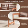 Holz Gartenbank mit Kissen & Rückenlehne 2-Sitzer Parkbank Sitzbank 111 x 62,5 x 81 cm für Terrasse