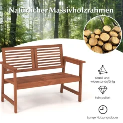 Holz Gartenbank mit Kissen & Rückenlehne 2-Sitzer Parkbank Sitzbank 111 x 62,5 x 81 cm für Terrasse
