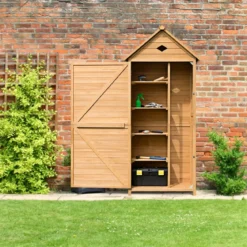 Holz Gartenschrank Gerätehaus Geräteschuppen Geräteschrank 70 x 36 x 177 cm