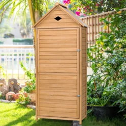Holz Gartenschrank Gerätehaus Geräteschuppen Geräteschrank 70 x 36 x 177 cm