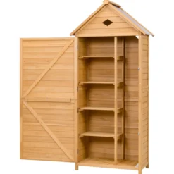 Holz Gartenschrank Gerätehaus Geräteschuppen Geräteschrank 70 x 36 x 177 cm