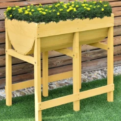 Holz Gelb Hochbeet Blumenbeet Pflanzkasten