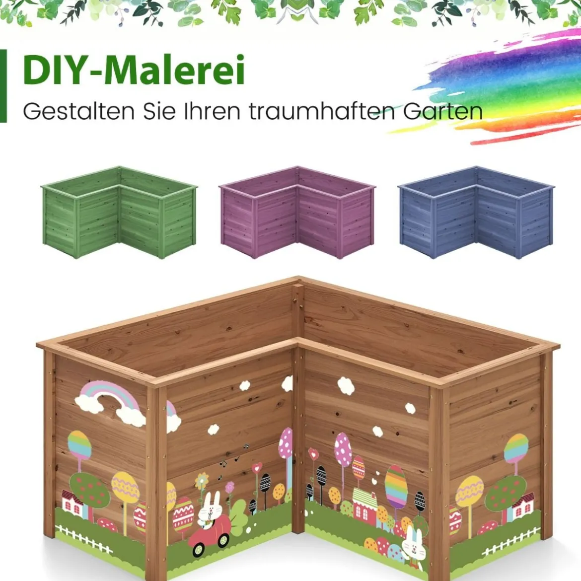 Holz Hochbeet L-förmige Pflanzkasten Pflanzenbeet Kräuterbeet Pflanzkasten für Balkon