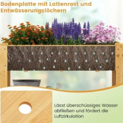 Holz Hochbeet mit Ablage & Entwässerungslöchern Erhöhtes Gartenbeet Pflanzkasten