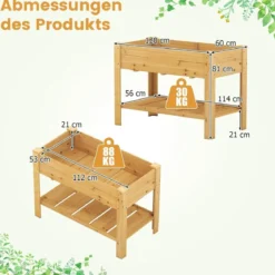 Holz Hochbeet mit Ablage & Entwässerungslöchern Erhöhtes Gartenbeet Pflanzkasten