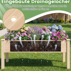 Holz Hochbeet mit Ablauflöchern Pflanzkasten bis 130 kg Rechteckiges Kräuterbeet Anzuchtbeet