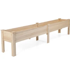 Holz Hochbeet mit Ablauflöchern Pflanzbeet mit 2 Pflanzbereichen Blumenkübel Kräuterbeet Natur